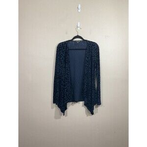 Forever 21 Womens Burnout Velvet Animal Print Open Cardigan S Blue Mob Wife